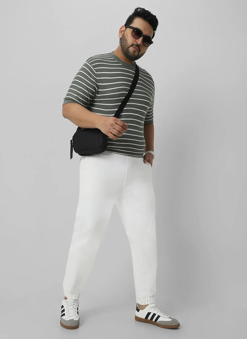 Urbano Fashion  Urbano Plus Men's White Regular Fit Solid Joggers Jeans Stretchable for Men | Best Price UAE